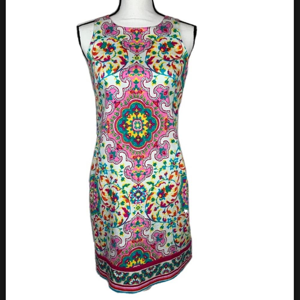 Macy London Floral Sleeveless Zip Up Knee Length Dress